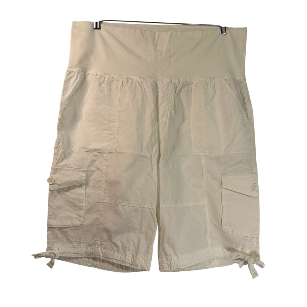 Calvin Klein Performance Womens XL Cream Quick Dry Cargo Shorts Wide Waistband